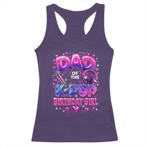 Dad Of The KPop Birthday Girl Glossy Balloon Music Lover Racerback Tank Top Cute Family Matching Party Graphic