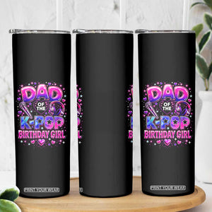 Dad Of The KPop Birthday Girl Glossy Balloon Music Lover Skinny Tumbler Cute Family Matching Party Graphic