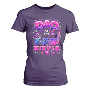 Dad Of The KPop Birthday Girl Glossy Balloon Music Lover T Shirt For Women Cute Family Matching Party Graphic