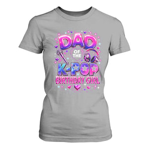 Dad Of The KPop Birthday Girl Glossy Balloon Music Lover T Shirt For Women Cute Family Matching Party Graphic