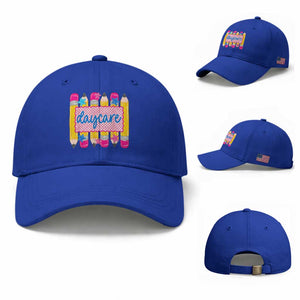 Cute Daycare Teacher Yellow Pencils Graphic Baseball Cap Retro Back to School Childcare Gift