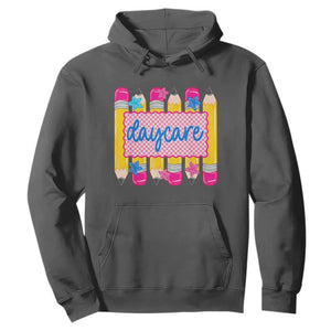 Cute Daycare Teacher Yellow Pencils Graphic Hoodie Retro Back to School Childcare Gift