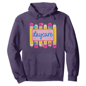 Cute Daycare Teacher Yellow Pencils Graphic Hoodie Retro Back to School Childcare Gift