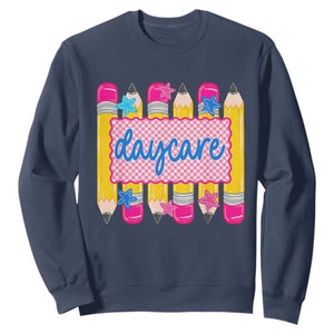 Cute Daycare Teacher Yellow Pencils Graphic Sweatshirt Retro Back to School Childcare Gift
