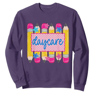 Cute Daycare Teacher Yellow Pencils Graphic Sweatshirt Retro Back to School Childcare Gift