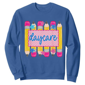 Cute Daycare Teacher Yellow Pencils Graphic Sweatshirt Retro Back to School Childcare Gift