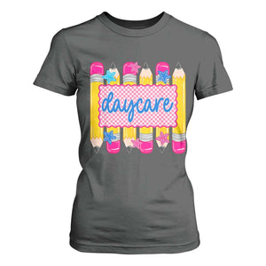 Cute Daycare Teacher Yellow Pencils Graphic T Shirt For Women Retro Back to School Childcare Gift