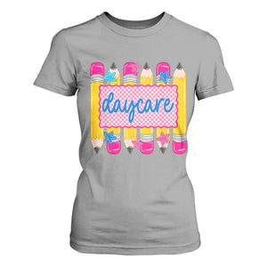 Cute Daycare Teacher Yellow Pencils Graphic T Shirt For Women Retro Back to School Childcare Gift
