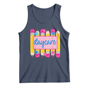 Cute Daycare Teacher Yellow Pencils Graphic Tank Top Retro Back to School Childcare Gift