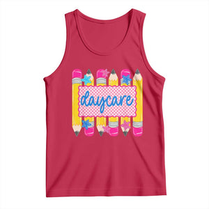 Cute Daycare Teacher Yellow Pencils Graphic Tank Top Retro Back to School Childcare Gift
