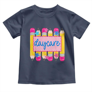 Cute Daycare Teacher Yellow Pencils Graphic Toddler T Shirt Retro Back to School Childcare Gift