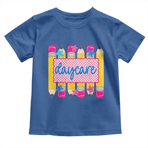 Cute Daycare Teacher Yellow Pencils Graphic Toddler T Shirt Retro Back to School Childcare Gift
