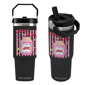 Cute Christian Faith Preppy Graphic Flip Straw Tumbler Jesus Is My Jam Strawberry Fruit Jar