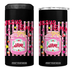 Cute Christian Faith Preppy Graphic 4 in 1 Can Cooler Tumbler Jesus Is My Jam Strawberry Fruit Jar