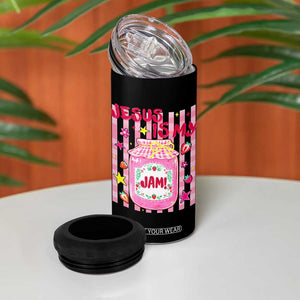 Cute Christian Faith Preppy Graphic 4 in 1 Can Cooler Tumbler Jesus Is My Jam Strawberry Fruit Jar