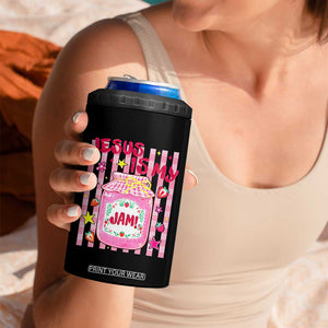 Cute Christian Faith Preppy Graphic 4 in 1 Can Cooler Tumbler Jesus Is My Jam Strawberry Fruit Jar