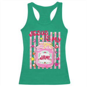 Cute Christian Faith Preppy Graphic Racerback Tank Top Jesus Is My Jam Strawberry Fruit Jar