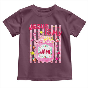 Cute Christian Faith Preppy Graphic Toddler T Shirt Jesus Is My Jam Strawberry Fruit Jar