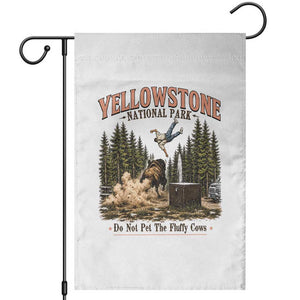 Do Not Pet The Fluffy Cows Yellowstone National Park Garden Flag Funny Vintage Bison Tourist Attack Graphic