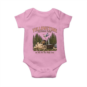 Do Not Pet The Fluffy Cows Yellowstone National Park Baby Onesie Funny Vintage Bison Tourist Attack Graphic