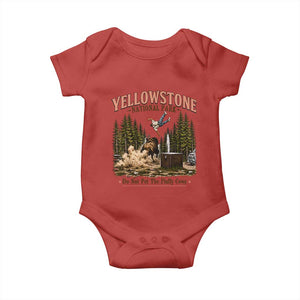 Do Not Pet The Fluffy Cows Yellowstone National Park Baby Onesie Funny Vintage Bison Tourist Attack Graphic