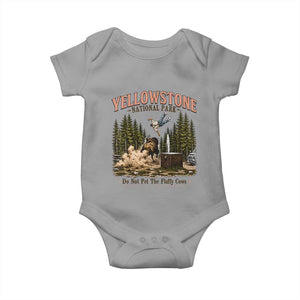 Do Not Pet The Fluffy Cows Yellowstone National Park Baby Onesie Funny Vintage Bison Tourist Attack Graphic