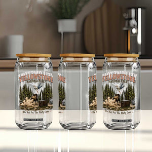 Do Not Pet The Fluffy Cows Yellowstone National Park Glass Can Funny Vintage Bison Tourist Attack Graphic