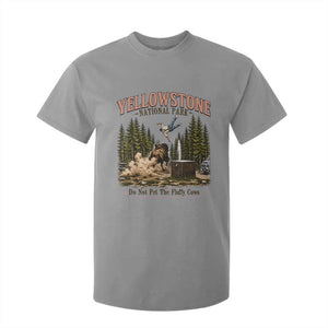 Do Not Pet The Fluffy Cows Yellowstone National Park T Shirt For Kid Funny Vintage Bison Tourist Attack Graphic
