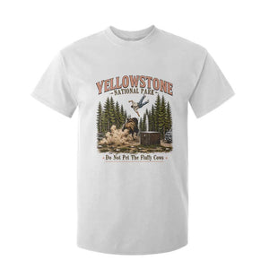 Do Not Pet The Fluffy Cows Yellowstone National Park T Shirt For Kid Funny Vintage Bison Tourist Attack Graphic