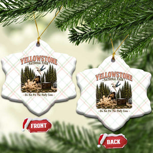 Do Not Pet The Fluffy Cows Yellowstone National Park Ceramic Ornament Funny Vintage Bison Tourist Attack Graphic