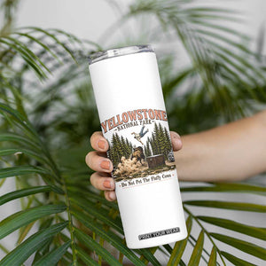 Do Not Pet The Fluffy Cows Yellowstone National Park Skinny Tumbler Funny Vintage Bison Tourist Attack Graphic