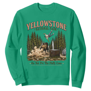 Do Not Pet The Fluffy Cows Yellowstone National Park Sweatshirt Funny Vintage Bison Tourist Attack Graphic
