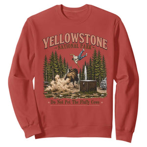 Do Not Pet The Fluffy Cows Yellowstone National Park Sweatshirt Funny Vintage Bison Tourist Attack Graphic