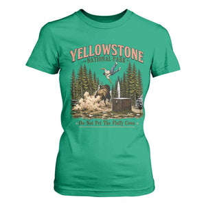 Do Not Pet The Fluffy Cows Yellowstone National Park T Shirt For Women Funny Vintage Bison Tourist Attack Graphic