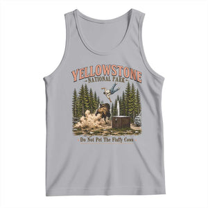 Do Not Pet The Fluffy Cows Yellowstone National Park Tank Top Funny Vintage Bison Tourist Attack Graphic