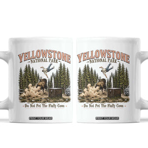 Do Not Pet The Fluffy Cows Yellowstone National Park Coffee Mug Funny Vintage Bison Tourist Attack Graphic