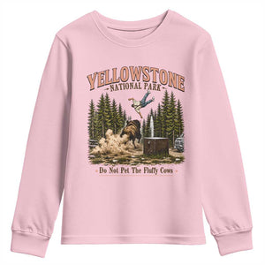 Do Not Pet The Fluffy Cows Yellowstone National Park Youth Sweatshirt Funny Vintage Bison Tourist Attack Graphic