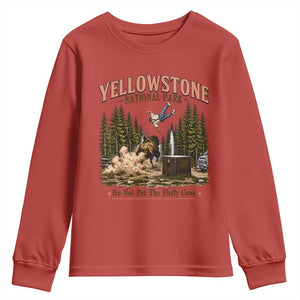Do Not Pet The Fluffy Cows Yellowstone National Park Youth Sweatshirt Funny Vintage Bison Tourist Attack Graphic