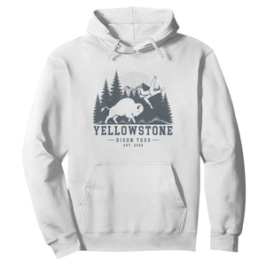 Yellowstone Bison Toss Est 2026 Hoodie Funny Sarcastic Tourist National Park Badge Graphic