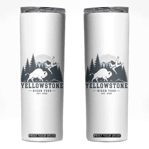 Yellowstone Bison Toss Est 2026 Skinny Tumbler Funny Sarcastic Tourist National Park Badge Graphic