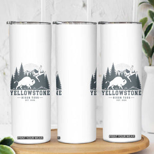 Yellowstone Bison Toss Est 2026 Skinny Tumbler Funny Sarcastic Tourist National Park Badge Graphic