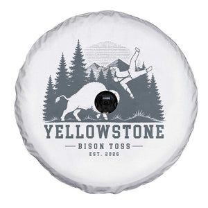 Yellowstone Bison Toss Est 2026 Spare Tire Cover Funny Sarcastic Tourist National Park Badge Graphic