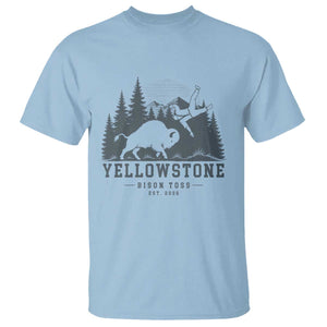 Yellowstone Bison Toss Est 2026 T Shirt Funny Sarcastic Tourist National Park Badge Graphic