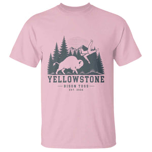 Yellowstone Bison Toss Est 2026 T Shirt Funny Sarcastic Tourist National Park Badge Graphic