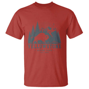 Yellowstone Bison Toss Est 2026 T Shirt Funny Sarcastic Tourist National Park Badge Graphic
