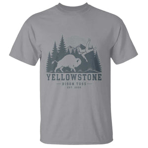 Yellowstone Bison Toss Est 2026 T Shirt Funny Sarcastic Tourist National Park Badge Graphic