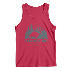 Yellowstone Bison Toss Est 2026 Tank Top Funny Sarcastic Tourist National Park Badge Graphic