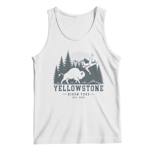 Yellowstone Bison Toss Est 2026 Tank Top Funny Sarcastic Tourist National Park Badge Graphic