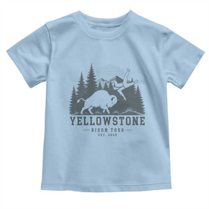 Yellowstone Bison Toss Est 2026 Toddler T Shirt Funny Sarcastic Tourist National Park Badge Graphic