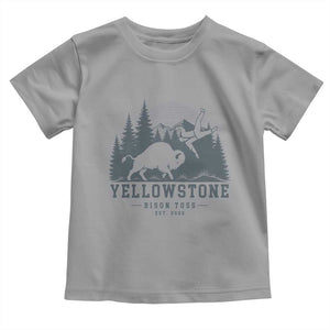 Yellowstone Bison Toss Est 2026 Toddler T Shirt Funny Sarcastic Tourist National Park Badge Graphic